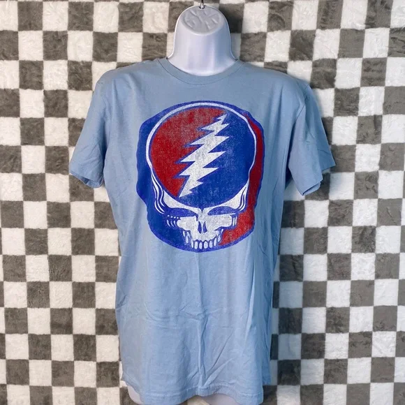 Grateful dead skull, light blue concert band T-shirt S - Picture 1 of 3